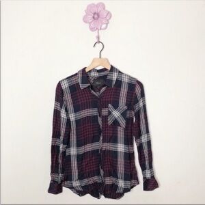 Rails Black / Red Plaid Button Down Blouse XS